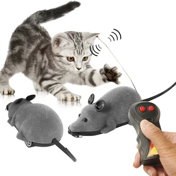 

Wireless Remote Control Electric Mouse Artificial Rat Cartoon Animals Mice Puppy Novelty Interactive Cat Toy Pet Products