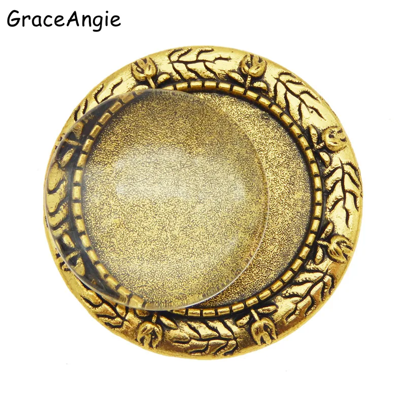 3 шт. броши в форме цветка розы кабошон золото под старину Круглый внутренний