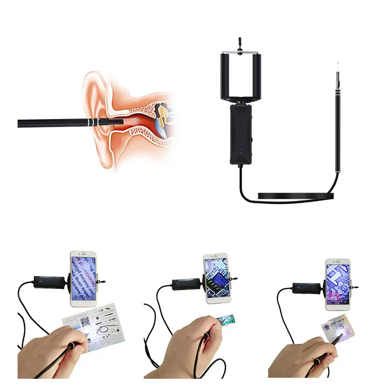

Metal 1m Handheld Endoscope Mobile Phones USB Endoscope Ear Spoon Borescope Durable Monitoring Photos Endoscope Computers