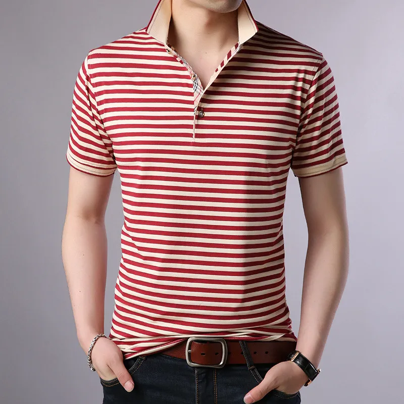 

Men's t-shirt short-sleeved trend summer round neck Slim striped clothes summer T-shirt men's clothing