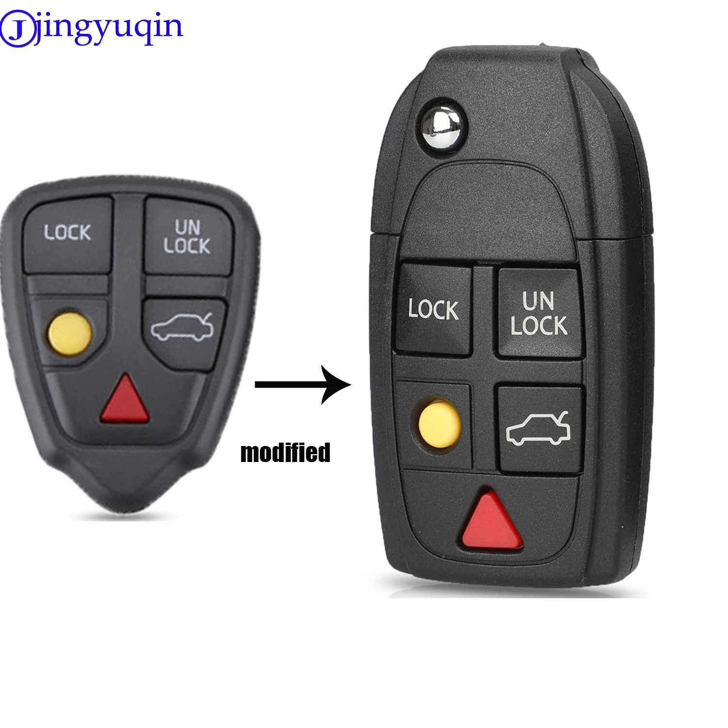 

jingyuqin 4/5 Buttons Modified Flip Folding Car Key Shell Case For Volvo XC70 XC90 V50 V70 S40 V40 V90 C70 S60 S80 S70