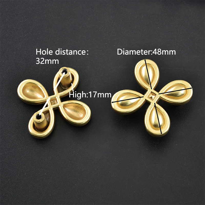 Yutoko Gold Vierblättriges Kleeblatt Form 32mm Schranktürknöpfe Griffe Möbelgriffe Schrank Kleiderschrank Schubladengriffe Hardware G40 – Detail 6