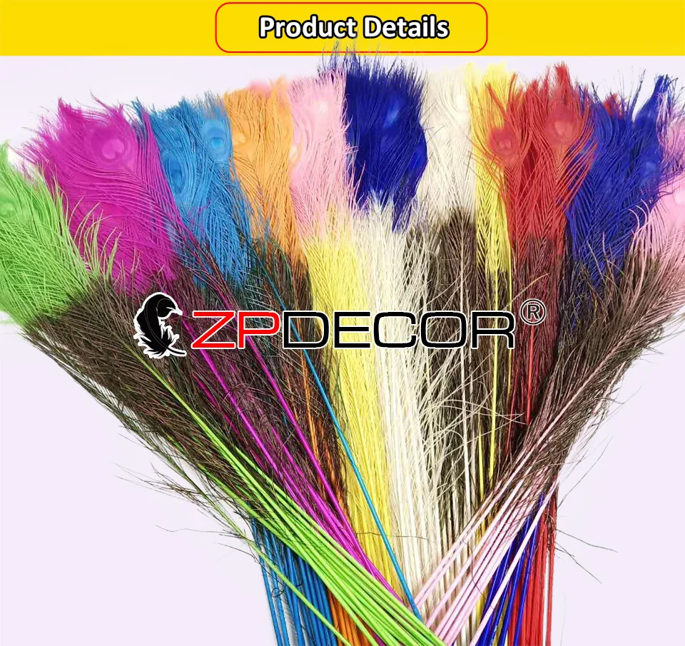 Zpdecor 80-90 см двойные цветные перья павлина