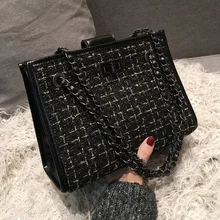 Зимняя модная новая квадратная сумка-тоут, Высококачественная шерстяная женская дизайнерская сумка, вместительная сумка через плечо с цепочкой