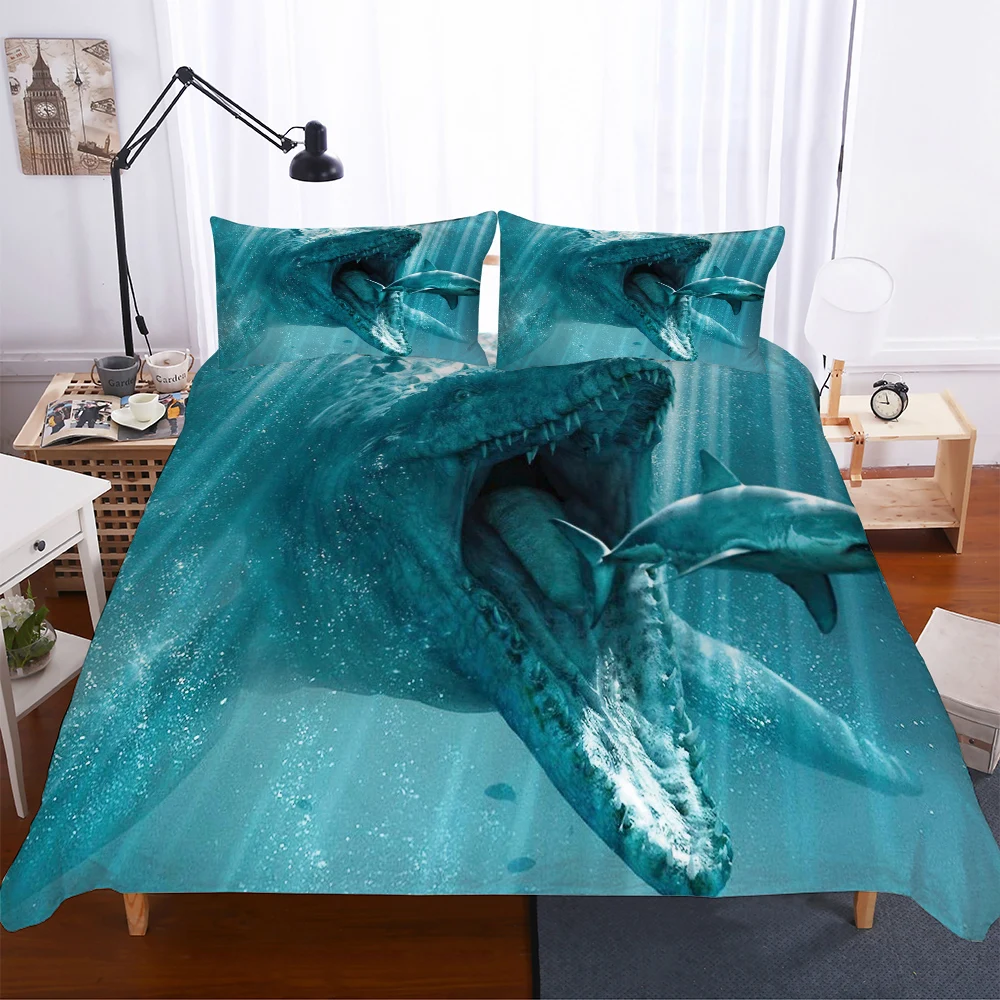 Комплект постельного белья с 3D принтом акулы из 3 предметов, простыня для детей, наволочка пододеяльник, комплекты для США, Великобритании, Австралии, размер - Цвет: Shark10