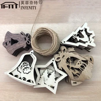 

Creative Wooden Craftwork Christmas Tree Pendant Home Decoration Gift Christmas Ornament Carved Wood