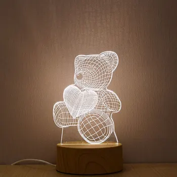 

2020 Newest 3D LED Lamp Creative Wood grain Night Lights Novelty Illusion Night Lamp 3D Illusion Table Lamp For Home Decorative
