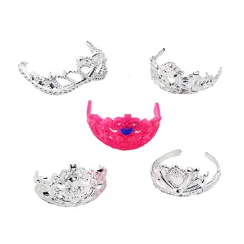 

Random 5 Pcs/Lot Fashion Plastic Princess Crowns Jewelry Doll Empress Head Wear Accessories for Barbie Doll for Kelly Doll Toy
