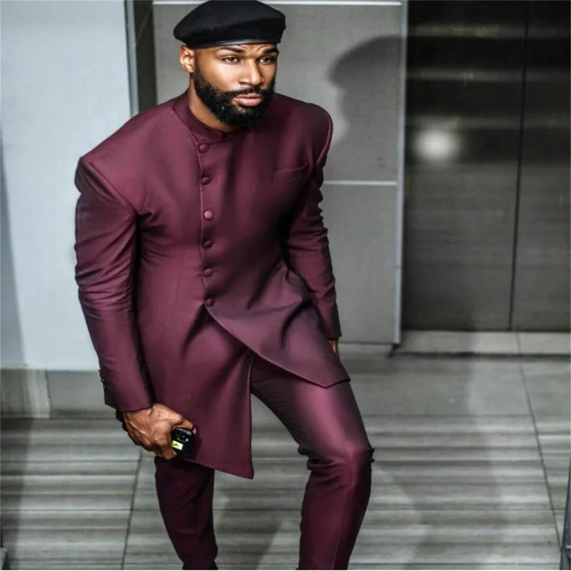 2 Pieces Dubai Arabia Men Suits Red 