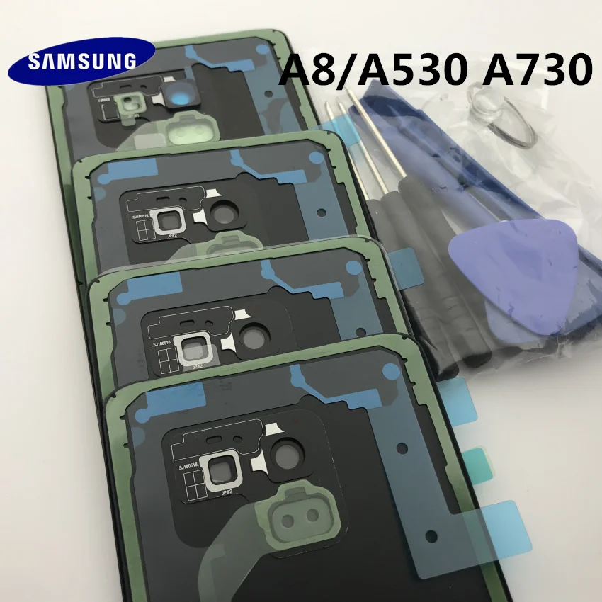 Чехол для samsung Galaxy A8 A530 A8+ plus A730, задняя крышка, корпус, запасные части+ стеклянная рамка для камеры+ Инструменты