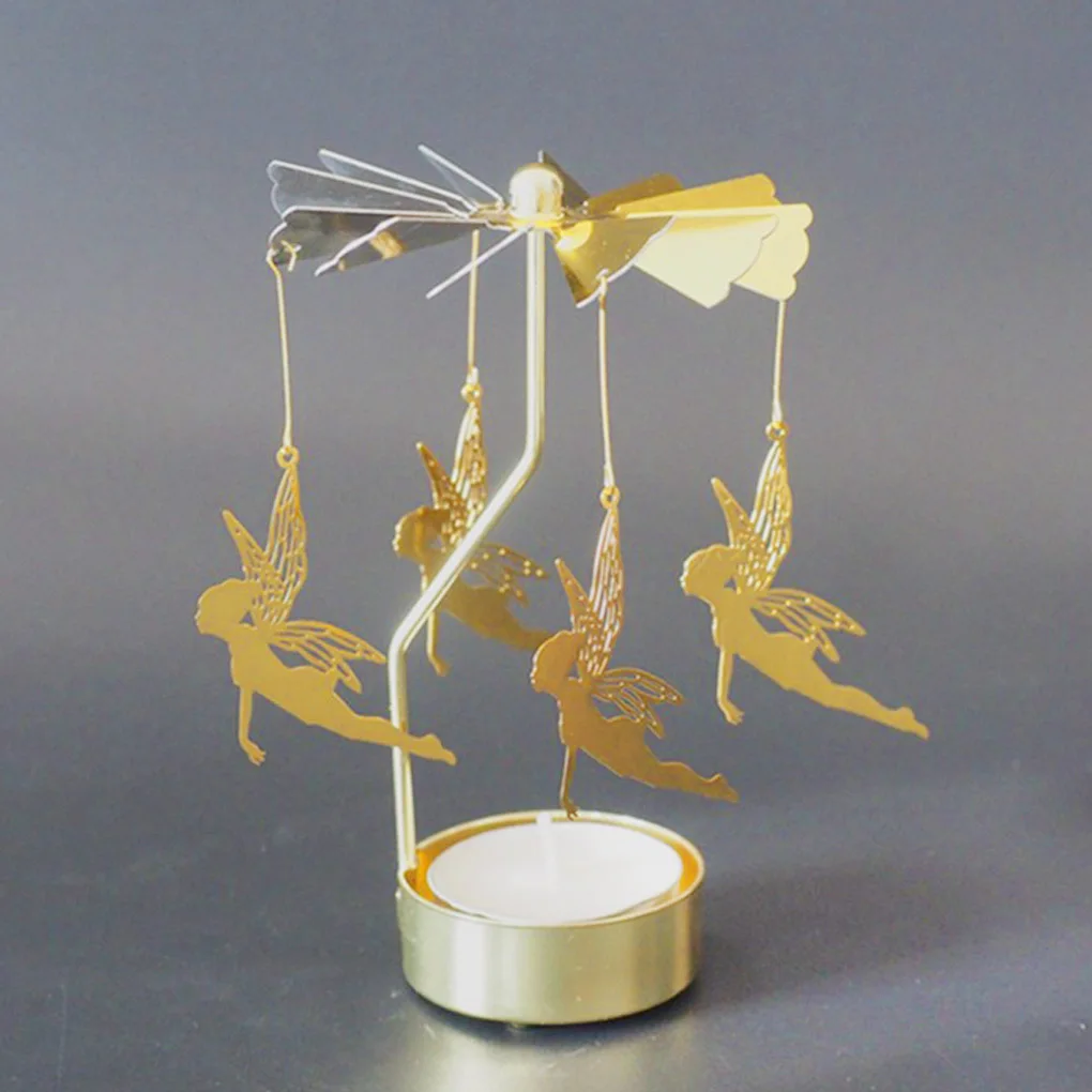 Silver Gold Candlesticks Rotating Romantic Rotation Spinning Carrousel Tea Light Candle Holder Dinner Wedding Bar Party candle holders