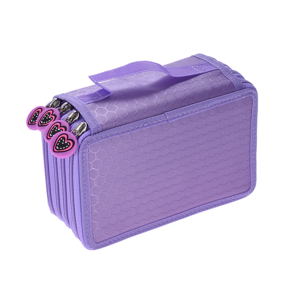 

Multifunctional Large Capacity Painting Cosmetic Pencil Pen Brush Bag Case Box 4 Layer Zipper 72 Holders with Carrying Handle