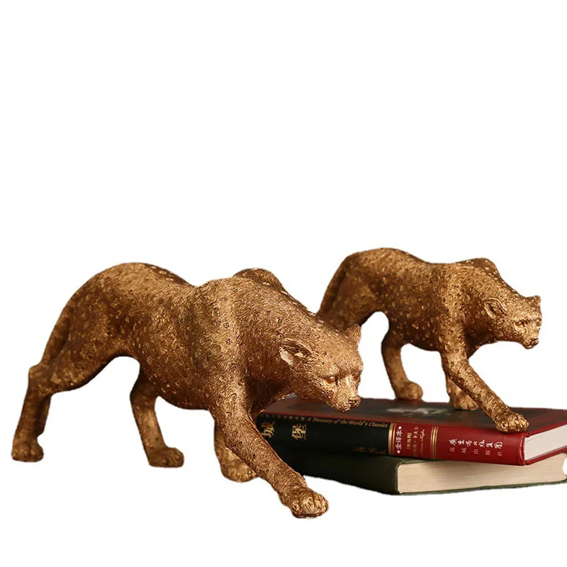 Modern Art Resin Statue Nordic Retro Gold Panther Artware Animal Sculpture Home Decoration Accessories Room Ornament Craft | Дом и сад