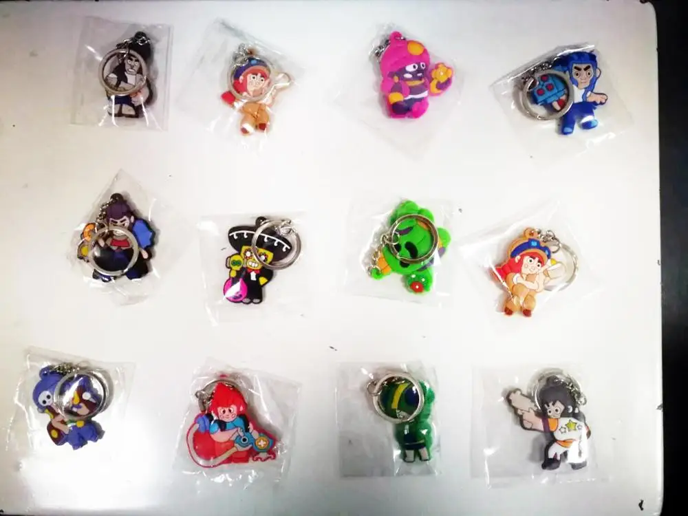 

3D Anime Figure brawl star hero Keychain Cute Cartoon PVC PRIMO MORTIS doll Pendant Key Chain Key Ring Kids Key Holder Gift