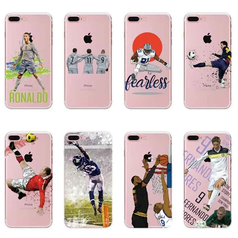 Cartoon Football Player Soft Phone Case For iphone X XR XS Max 5 5S Se Cases Silicone Full Cover Iphone 8 7 6 Plus Fundas |