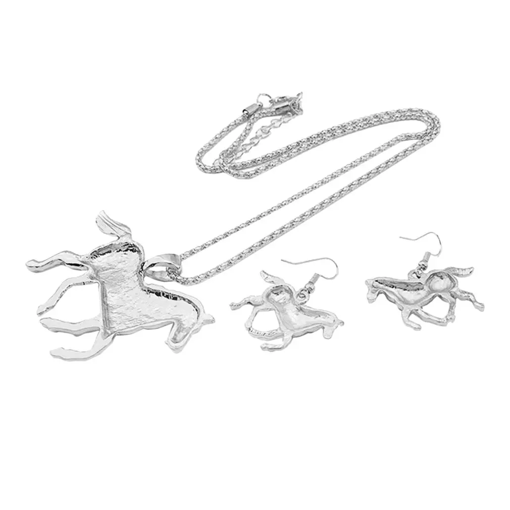 Unique Design Rainbow Horse Necklace And Earrings Party Trendy Jewelry Accessories Lovely Gift For Women Girl
