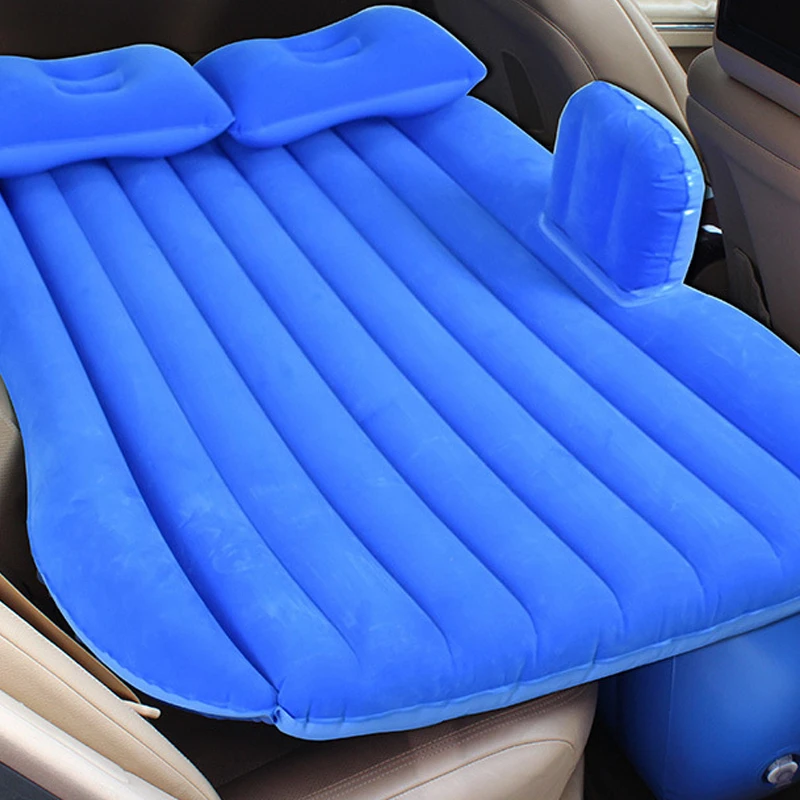 Motolovee PVC Thick Flocking Cloth Split Detachable Airbed Car Inflatable Bed Travel Bed Camping Car Air Mattress Car Sofa Bed - Название цвета: Синий