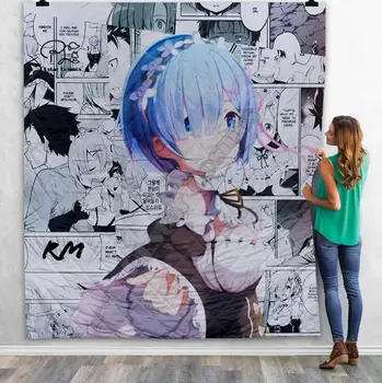 

Anime girl sexy Re Zero Rem 3D Quilt Blanket For Kids Adult Bedding Throw Soft Warm Blanket With Cotton Quilt style-14