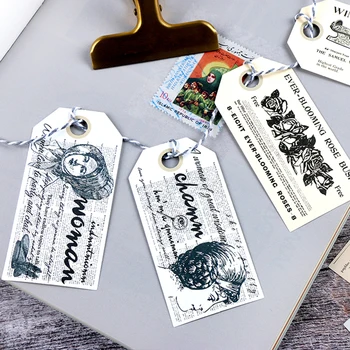 

VanYi 6 Designs Vintage Note Card Paper Letter Square Scrapbooking Making Card Bullet Journaling Project Hangtag with Hole Card