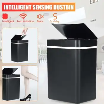 

15L Automatic Touchless Smart Infrared Motion Sensor Rubbish Waste Bin Kitchen Trash Can Garbage Bins for Home Room Kitchen Car