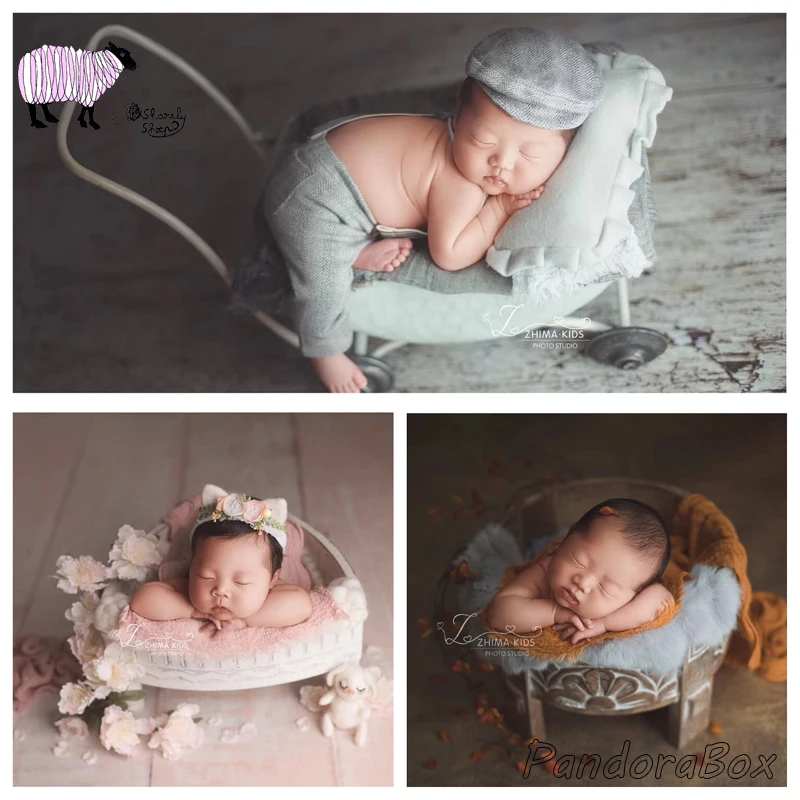 Baby Photoshoot Studio Posing Wood Basket Newborn Photography Props Bucket Baby Shooting Wooded Bowl fotografia Accessories Prop