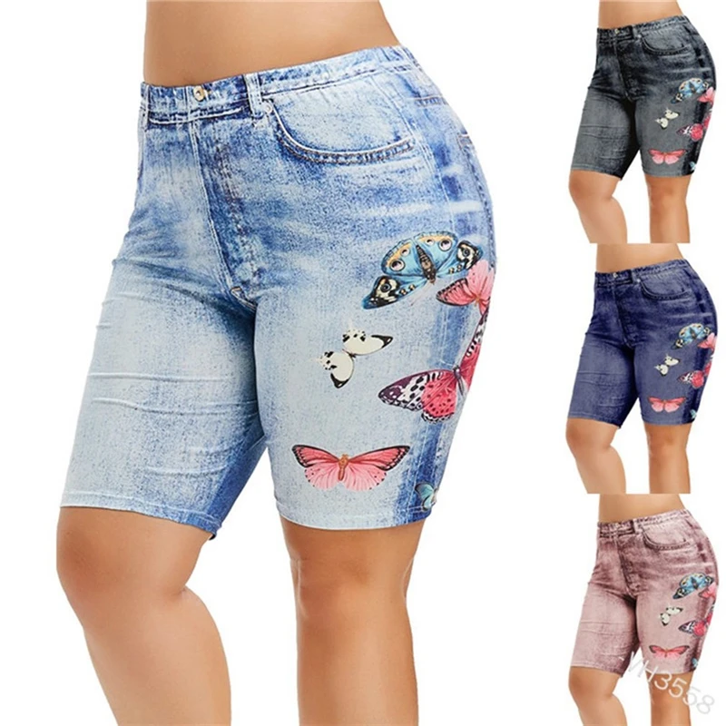 Print Short Legging Women Jeggings Perfect Fit Jeans Leggings High Waist Elastic Capri Legging Pants Summer Breeches False Denim Print Short Legging Women Jeggings Perfect Fit Jeans Leggings High Waist Elastic Capri Legging Pants Summer Breeches False Denim