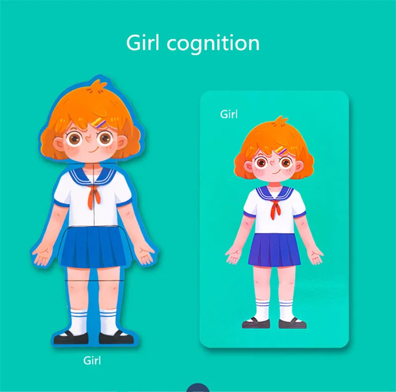 girl Структура человеческого тела, когнитивные игрушки, детская структура тела, био деревянная головоломка, игрушка для мальчиков и девочек, игрушка для раннего образования - Цвет: girl