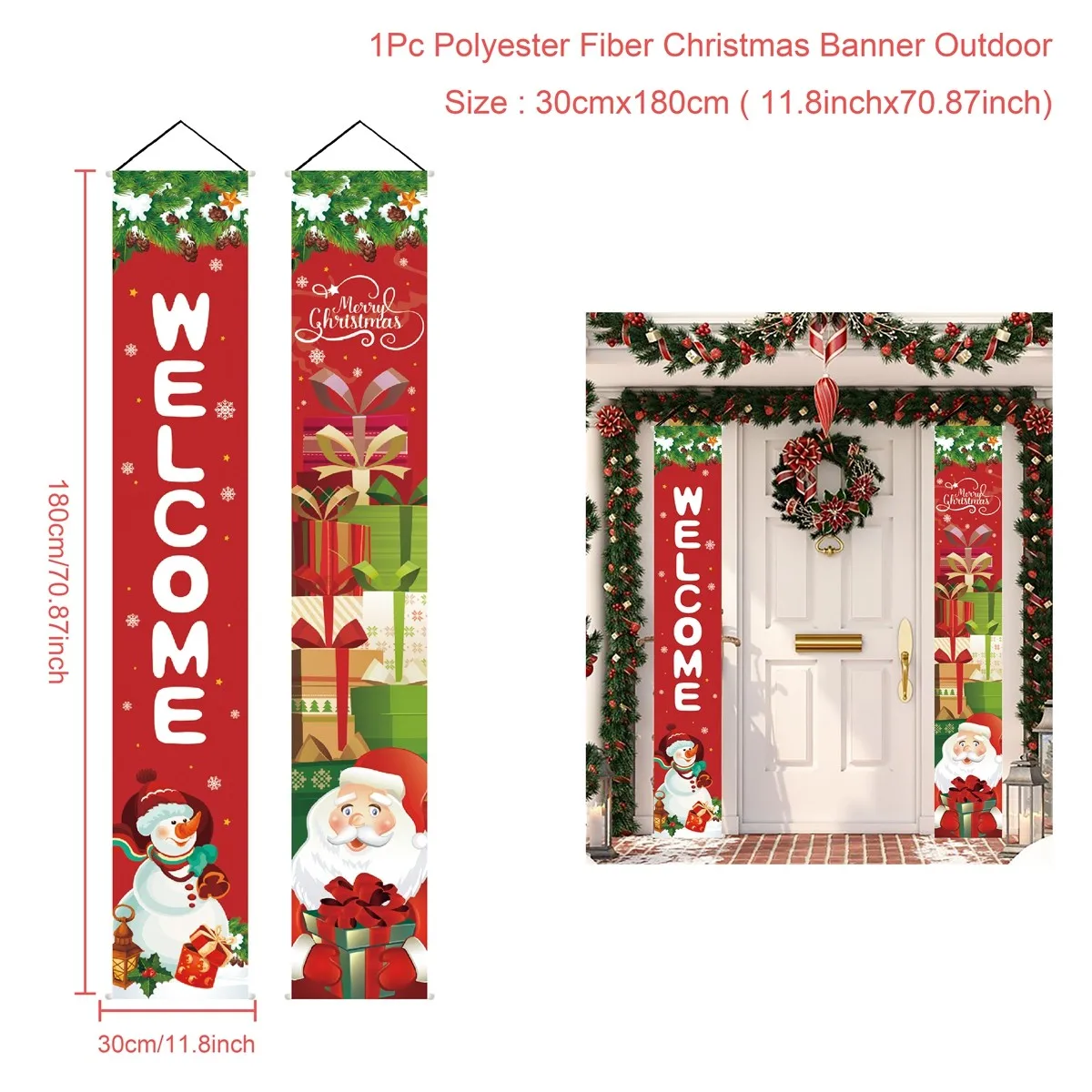 Bannière Porte Père Noël - Décoration De Noël 2D - Facile à Installer, Parfaite Pour Le Porche Ou L'intérieur - 5