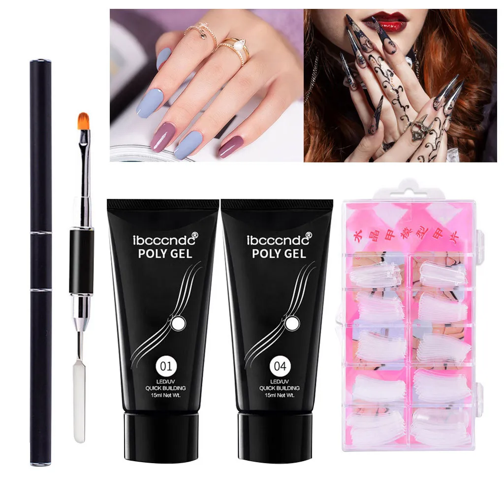 Клей для быстрого наращивания ногтей 5 шт. набор полигель стойкий палец для ногтей быстрая сушка камуфляжная УФ-лампа набор для наращивания