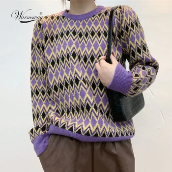 

Geometric Pattern Fashion Basic Casual Regular 2020 Female Women Long Sleeve All Match College Wind Hit Hot Sale Sweat C-220