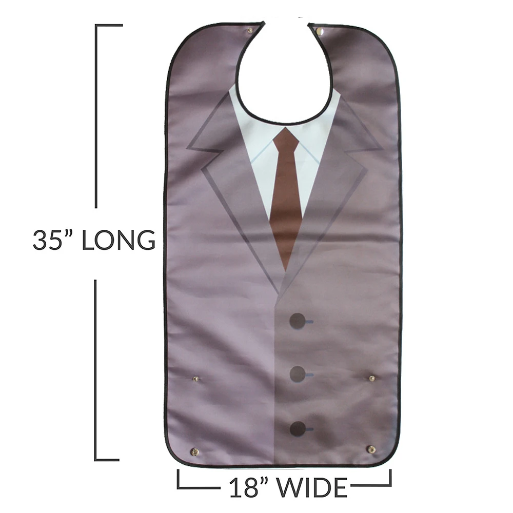 Waterproof Reusable Washable Adult Bib for Elderly Women Men PVC and Printing Cotton Cloth, Keep Mealtime Neat and Clear