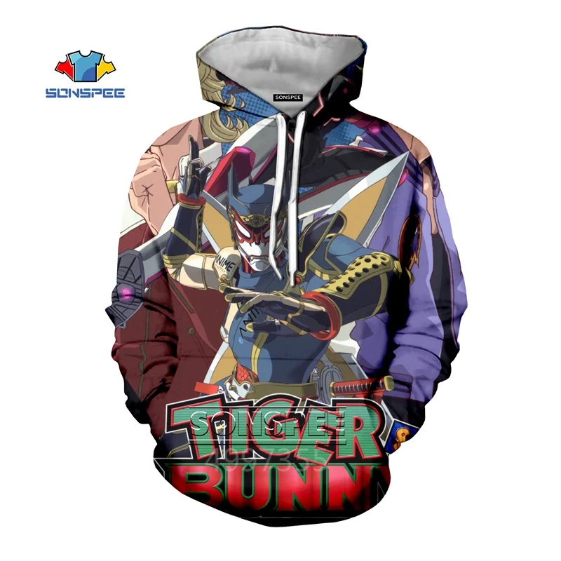 SONSPEE TIGER& BUNNY/осенние модные толстовки для мальчиков и девочек-подростков толстовка с 3D принтом для отдыха, уличная одежда, топ, пуловер для детей, C161