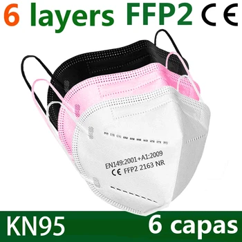 

6 Layers FFP2 KN95 Mask Protection Mask Safety Respirator Protective Mask Anti Dust Pollution Face Mask Spain Fast Shipping