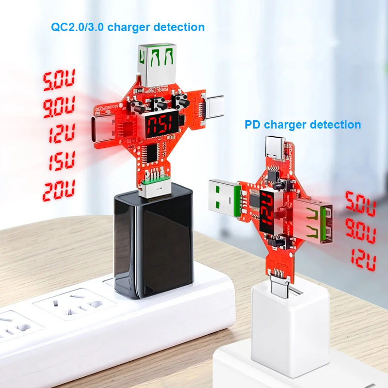 sound measurement device USB 3.1 Type-C USB tester DC Digital voltmeter voltage current meter + 2 IN 1 PD2.0 3.0 QC2.0 3.0 fast Charge trigger 5V9V12V20V stainless steel tape measure Measurement & Analysis Tools