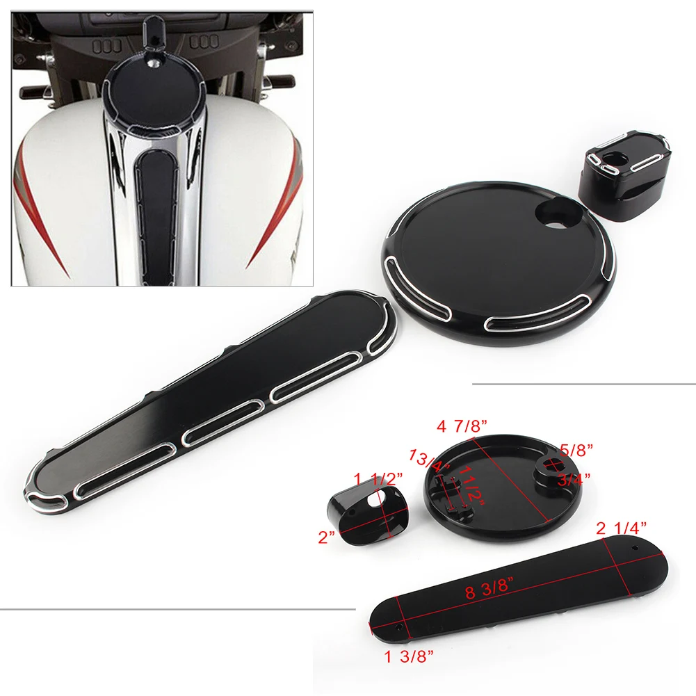 Motorcycle Oil Fuel Tank Gas Door Dash Track Insert Ignition Cap Cover For Harley Touring FLHX FLTR FLHT FL Trike 2008-2013 | Автомобили и
