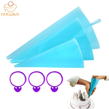 

6pcs Reusable Piping Bag Silicone Pastry Bags Icing/Frosting Bag Diy Professional Cake Decorating Tools Icing Piping Tools 738