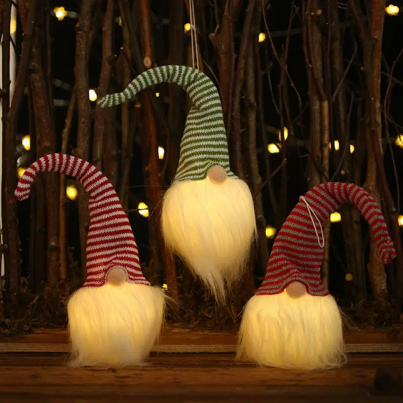 Gnome ночник Полосатый шляпа дизайн плюшевый шведский Санта Рождественский подвесной кулон праздничные осветительные приборы Kerst Decoratie