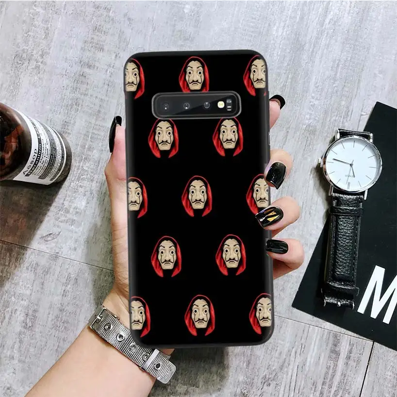 Черный чехол для samsung Galaxy S10+ Plus Lite Note 10 9 8 S9 S8 J4 J6+ Plus S7 S6 Edge Capa