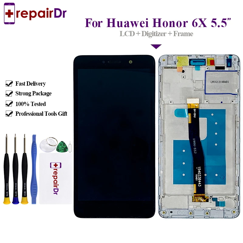 Скидка Оригинальный ЖК дисплей для HUAWEI Honor 6X, сенсорный экран с рамкой, Замена для HUAWEI Honor 6X, ЖК BLN L21 GR5 2017, ЖК дисплей