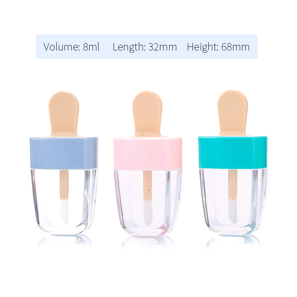 10pcs 8ml Lip Gloss Bottle Lip Glaze Tubes Empty Ice Cream Lipgloss Tube Packaging Material Makeup DIY Lip Glaze Blue