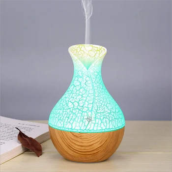 

Humidifier Creative USB Vase Wood Grain Household Humidifier Colorful Aromatherapy Machine Humidifier Car Atomizer Crack Dark.