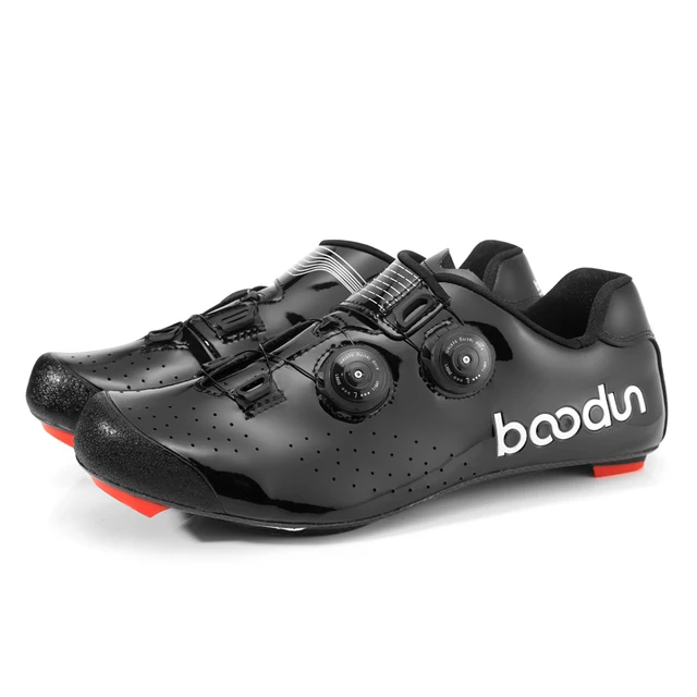 Boodun Carbon Road Fietsschoenen Zwart Rood Geel Dubbele Wervelkolom Gesp Ultralight Schoenen Zelfsluitende Fiets Sneaker - sport & Entertainment