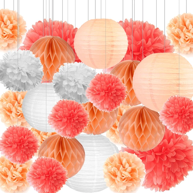 Baby Shower Decorations for Girl - Pink and Gold Baby Shower Decoration It’s A Girl & Baby Shower Banner with Paper Lantern Pompoms Flowers