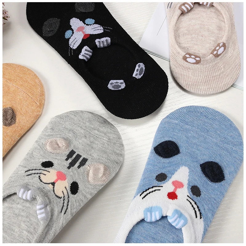 5 пар, Мультяшные носки с милыми животными, женские носки Popsocket, забавные короткие женские носки длиной до лодыжки, хлопковые носки PW13