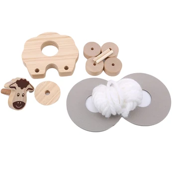 

1 Set Cart Vehicle Children Puzzle Toys New Wooden Building Toys Baby Puzzle Mini Animal Lion Sheep Hand-pushing Toys