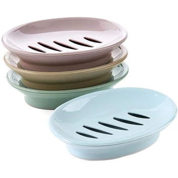 

4 Pack Removable Soap Drainers Plastic Soap Holder, Soap Saver Box Container for Bathroom (Pink, Blue, Green, Khaki)