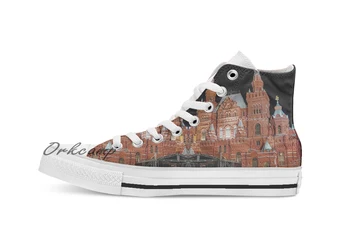 

Red Square Kremlin Moscow at night Custom Casual High Top lace-up Canvas shoes sneakers Drop shipping