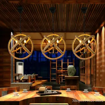 

Nordic Retro Hanging Lamp LED Pendant Lights Hemp Rope Creative Lamp Loft Industrial Decor Home Restaurant Bedroom Fixtures E27