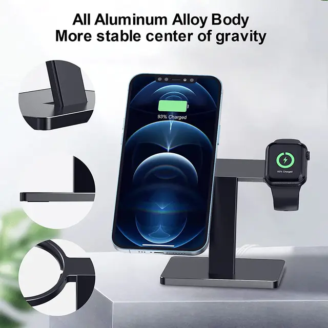 ARVOSTO 2 in 1 Wireless Charger Stand for iPhone and Apple Watch