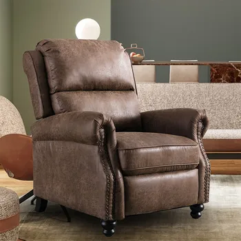 

Leisure Recliner With 3D Rubber Handrails Brown Modern Single Lounge Sofa 95 X 86 X103cm Tiltable Home Office Theater Deck Chair